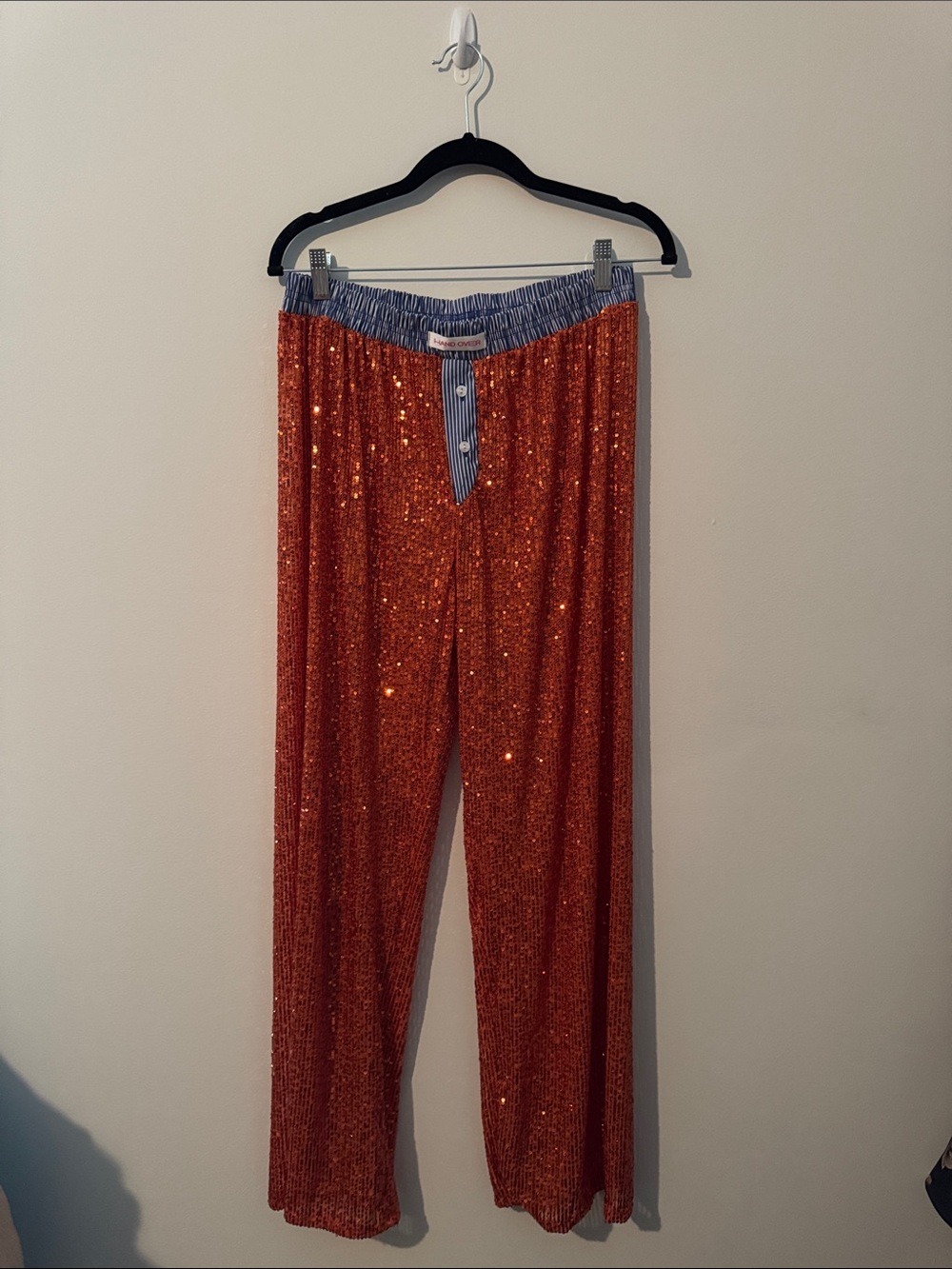 Hand Over red ex-boyfriend sequin boxer pants
